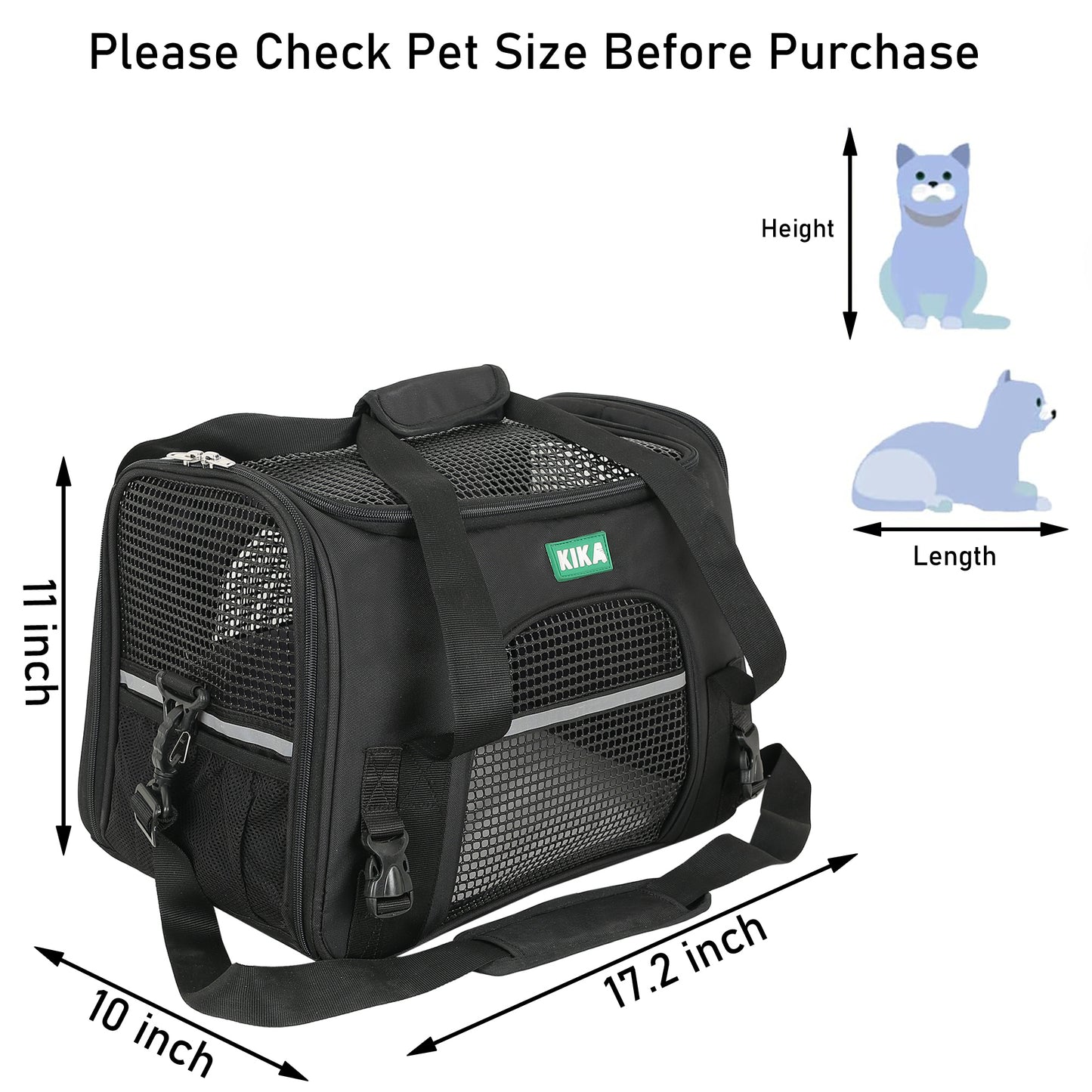 PRO Airline Approved Pets, Puppy and Cat Carrier Bag - KIKA PETS