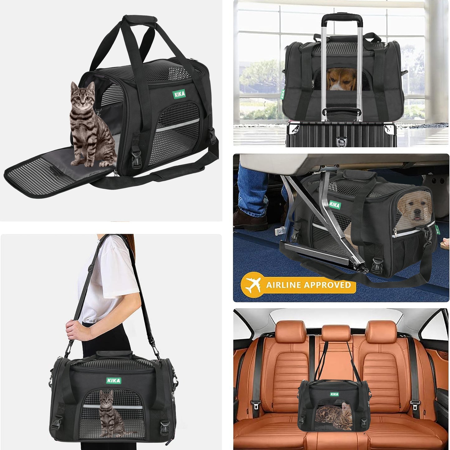 PRO Airline Approved Pets, Puppy and Cat Carrier Bag - KIKA PETS