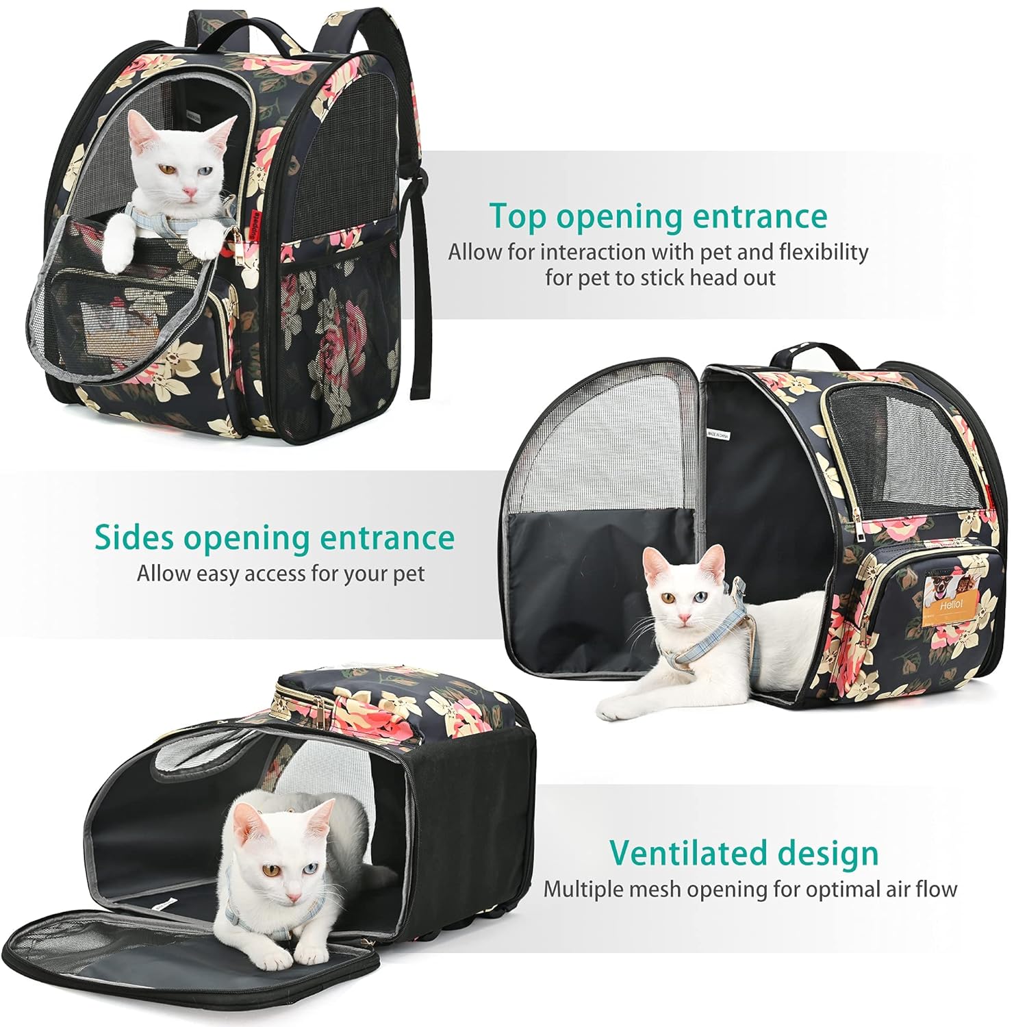 GOLDFINCH Cat and Dog Bag Backpack Carrier (French Peony) KIKA Pets