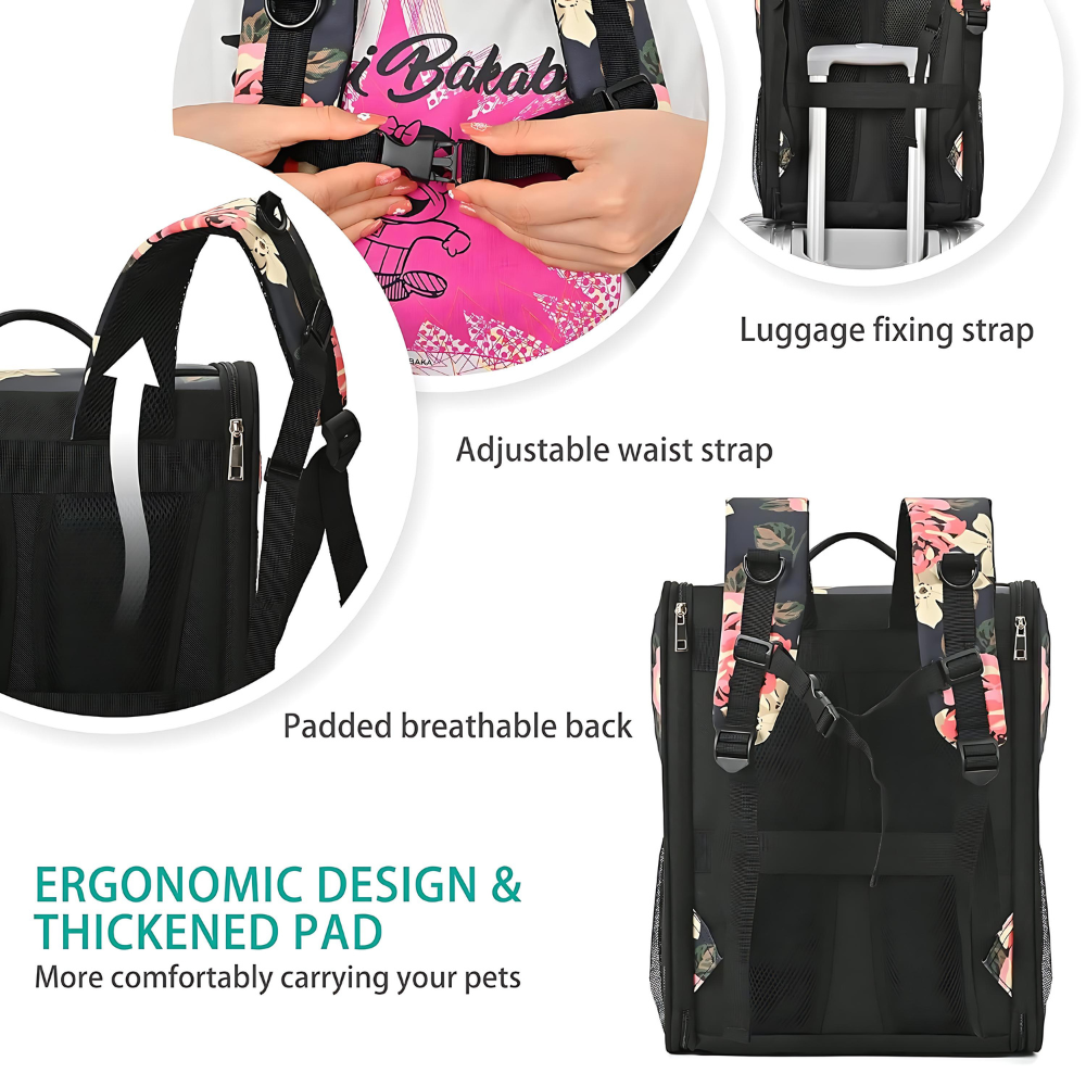 GOLDFINCH Cat and Dog Bag Backpack Carrier (French Peony) - KIKA Pets