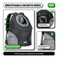 Breathable black mesh on both sides, front zip pocket and two elastic side pockets