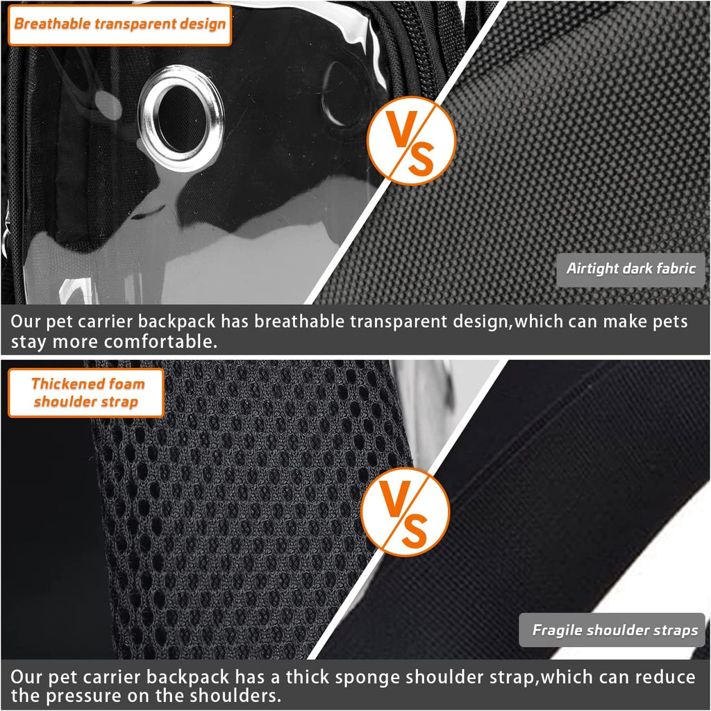 dog cat backpack carrier bag with breathable transparent clear design