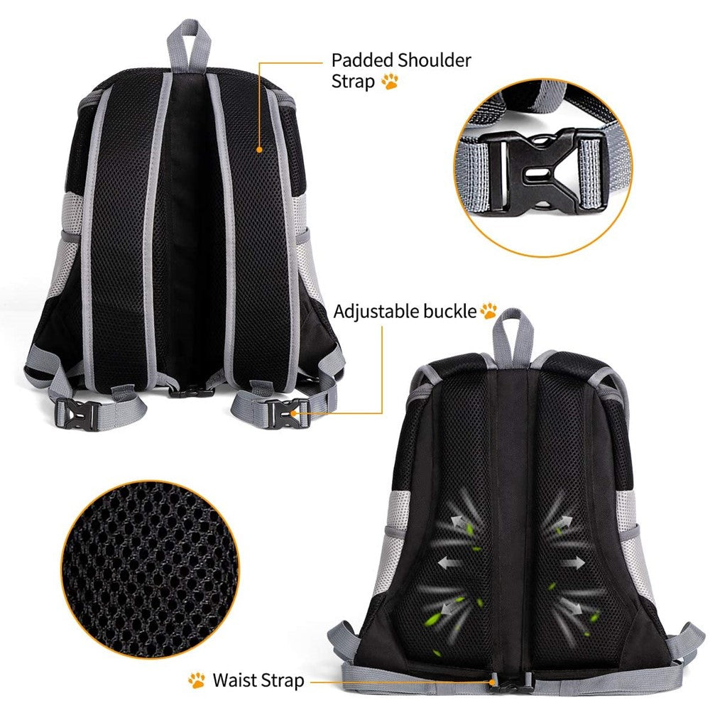 KIKA Pets Head Out Dog Backpack Carrier, with padded shoulder straps and adjustable buckle