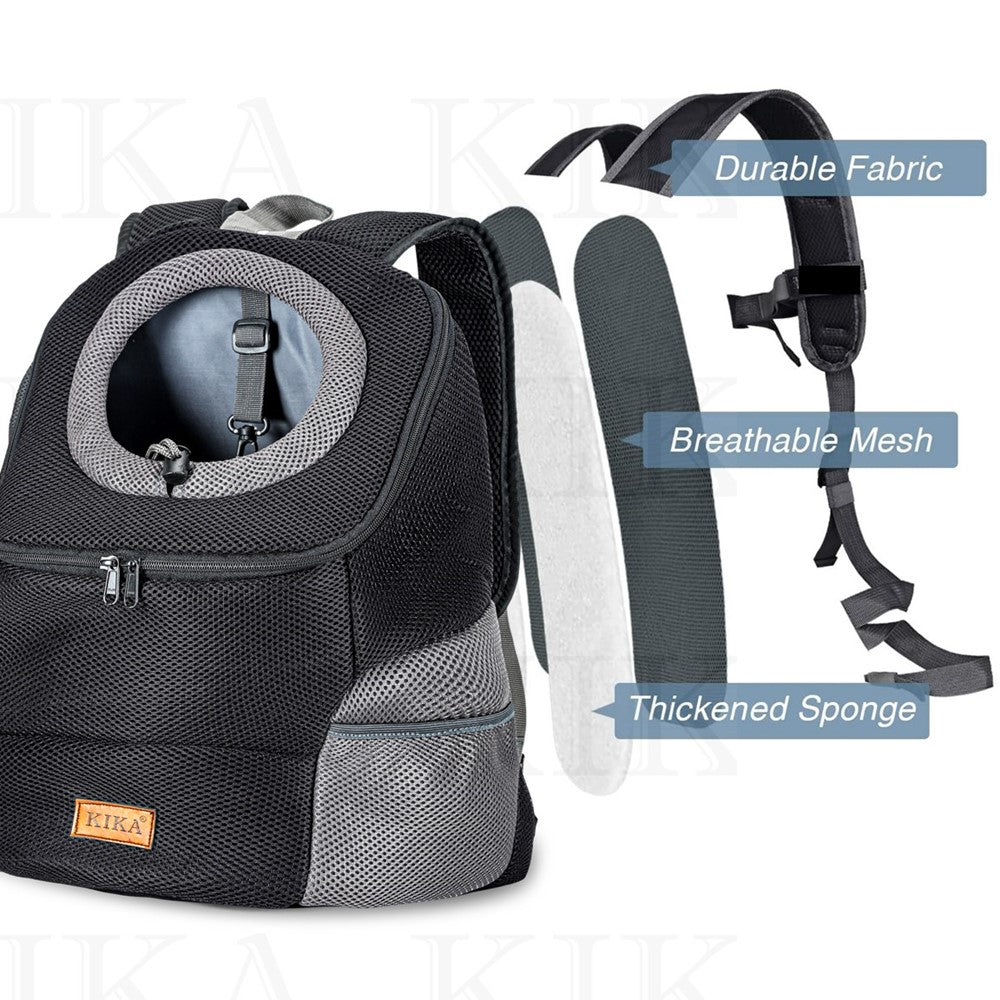 KIKA Pets Head Out Dog Backpack Carrier, with durable fabric, breathable mesh and thickened sponge